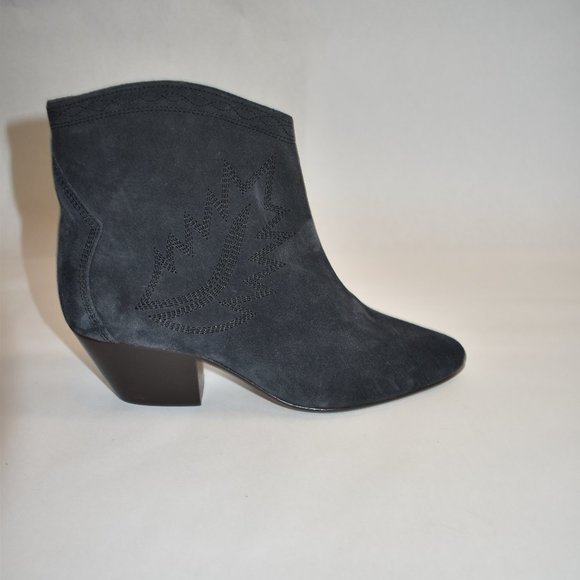 Isabel Marant Dacken Suede Western Embroidered Ankle Boots Faded Black Size 37 - Picture 4 of 11